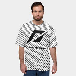 Футболка оверсайз мужская Символ Need for Speed на светлом фоне с полосами, цвет: 3D-принт — фото 2