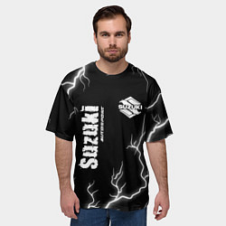 Футболка оверсайз мужская SUZUKI Suzuki Autosport Молнии, цвет: 3D-принт — фото 2
