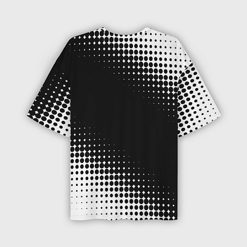 Мужская футболка оверсайз Белый логотип Черный клевер на черном / 3D-принт – фото 2