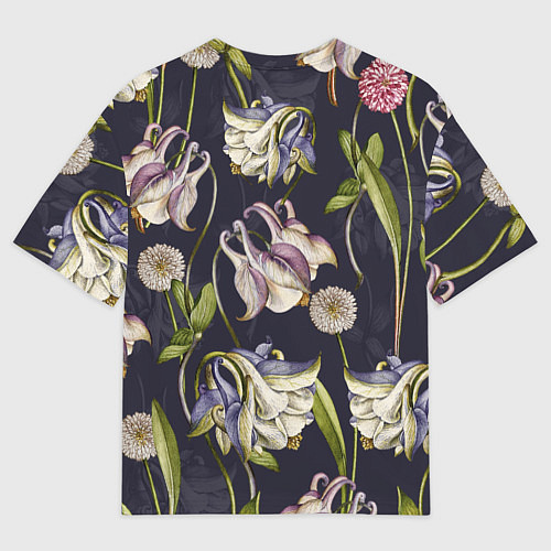 Мужская футболка оверсайз Цветы Аквилегии / 3D-принт – фото 2