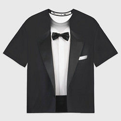 Мужская футболка оверсайз Смокинг жениха с бабочкой