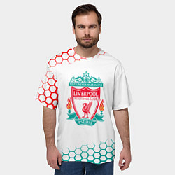 Футболка оверсайз мужская Liverpool соты, цвет: 3D-принт — фото 2