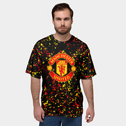 Футболка оверсайз мужская Манчестер юнайтед краски, цвет: 3D-принт — фото 2