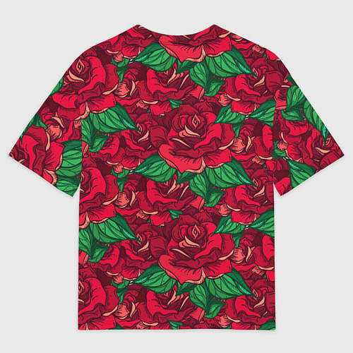 Мужская футболка оверсайз Цветы Много Красных Роз / 3D-принт – фото 2