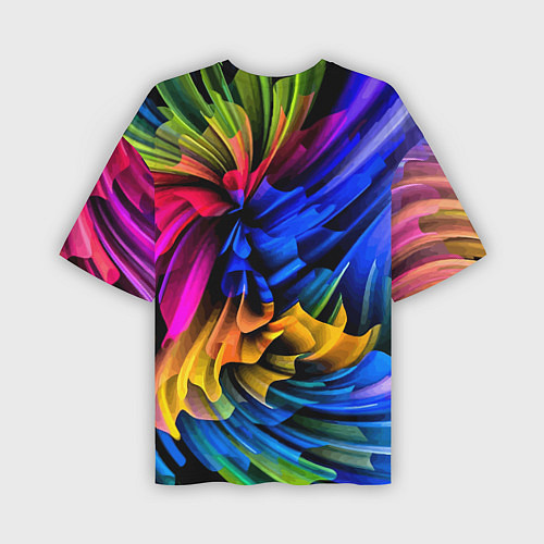 Мужская футболка оверсайз Абстрактная неоновая композиция Abstract neon comp / 3D-принт – фото 2