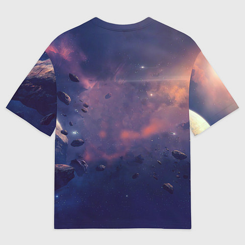 Мужская футболка оверсайз Stellaris космический корабль на фоне астероидов / 3D-принт – фото 2