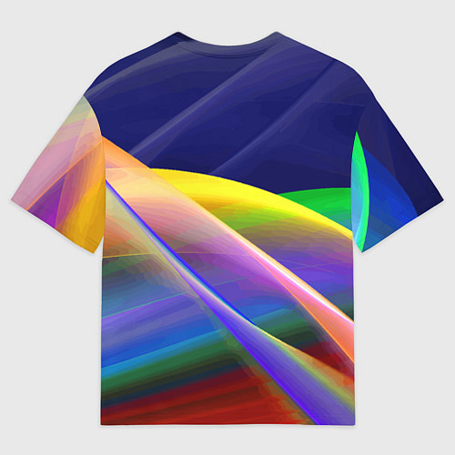 Мужская футболка оверсайз Абстрактная неоновая композиция Волны Abstract neo / 3D-принт – фото 2