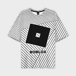Мужская футболка оверсайз Символ Roblox на светлом фоне с полосами