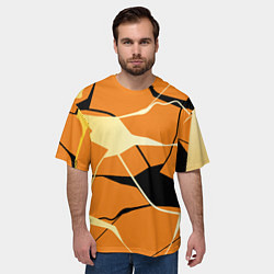 Футболка оверсайз мужская Абстрактные полосы на оранжевом фоне, цвет: 3D-принт — фото 2