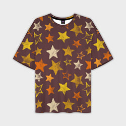 Футболка оверсайз мужская Звездное коричневое небо, цвет: 3D-принт