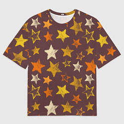 Мужская футболка оверсайз Звездное коричневое небо