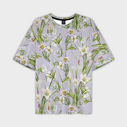 Мужская футболка оверсайз Цветы Лилии и Морозники