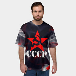 Футболка оверсайз мужская Ссср - серп и молот - звезда - пламя, цвет: 3D-принт — фото 2