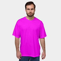 Футболка оверсайз мужская Однотонный розовый неоновый Пион, цвет: 3D-принт — фото 2