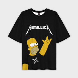 Мужская футболка оверсайз Metallica Гомер Симпсон рокер