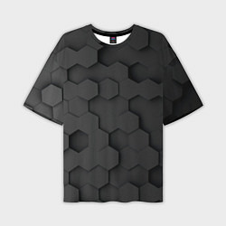 Мужская футболка оверсайз Чёрные 3D пластины black 3d plates плиты