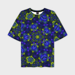 Мужская футболка оверсайз Абстрактный зелено-синий узор Звезда