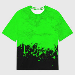 Футболка оверсайз мужская САЛАТОВЫЕ НЕОНОВЫЕ БРЫЗГИ КРАСКИ, цвет: 3D-принт