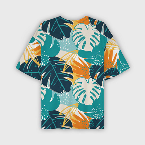 Мужская футболка оверсайз Летние зелёные тропики Пальма Tropical / 3D-принт – фото 2
