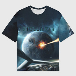 Футболка оверсайз мужская Stellaris взрыв звезды лучом с космического корабл, цвет: 3D-принт