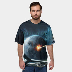 Футболка оверсайз мужская Stellaris взрыв звезды лучом с космического корабл, цвет: 3D-принт — фото 2