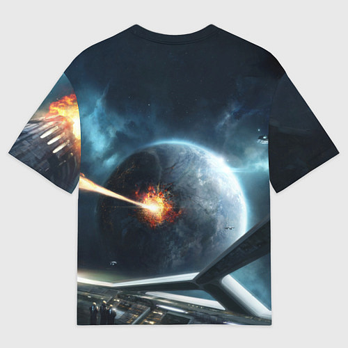 Мужская футболка оверсайз Stellaris взрыв звезды лучом с космического корабл / 3D-принт – фото 2