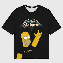 Мужская футболка оверсайз Sabaton Гомер Симпсон рокер