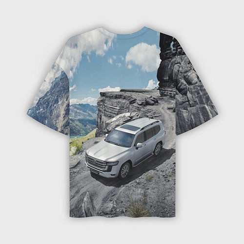 Мужская футболка оверсайз Toyota Land Cruiser 300 Горная дорога / 3D-принт – фото 2
