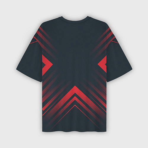 Мужская футболка оверсайз Красный Символ Mass Effect на темном фоне со стрел / 3D-принт – фото 2