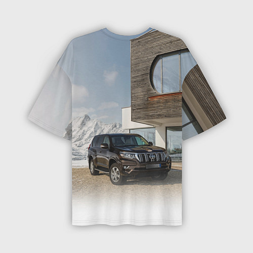 Мужская футболка оверсайз Тoyota Land Cruiser Prado у горного коттеджа Mount / 3D-принт – фото 2