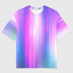 Мужская футболка оверсайз Northern lights, Северное сияние, неоновое свечени