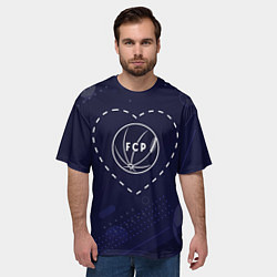 Футболка оверсайз мужская Лого Porto в сердечке на фоне мячей, цвет: 3D-принт — фото 2