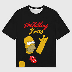 Футболка оверсайз мужская Rolling Stones Гомер Симпсон рокер, цвет: 3D-принт