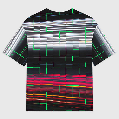 Мужская футболка оверсайз Цветная мозаика colored mosaic lines / 3D-принт – фото 2