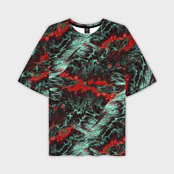 Мужская футболка оверсайз Красно-Белая Вулканическая Лава