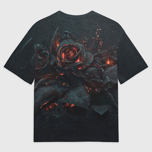 Мужская футболка оверсайз Тлеющий розы / 3D-принт – фото 2