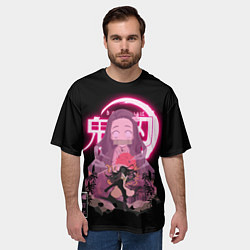 Футболка оверсайз мужская НЕЗУКО КЛИНОК, РАССЕКАЮЩИЙ ДЕМОНОВ NEZUKO, цвет: 3D-принт — фото 2