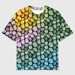 Мужская футболка оверсайз Морские розовые голубые желтые камешки
