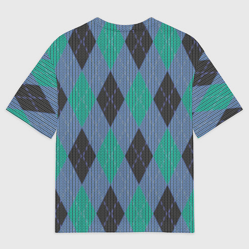 Мужская футболка оверсайз Стильный принт с ромбами / 3D-принт – фото 2