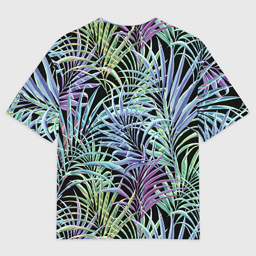 Мужская футболка оверсайз Разноцветные Листья Пальм В Ночных Джунглях / 3D-принт – фото 2