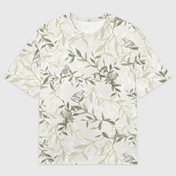 Мужская футболка оверсайз Птицы На Ветках С Листьями