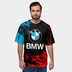 Футболка оверсайз мужская Bmw Огонь, цвет: 3D-принт — фото 2