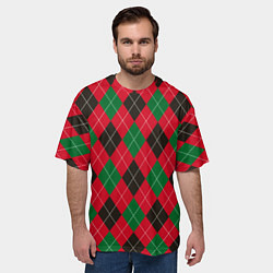Футболка оверсайз мужская Классический аргайл, цвет: 3D-принт — фото 2