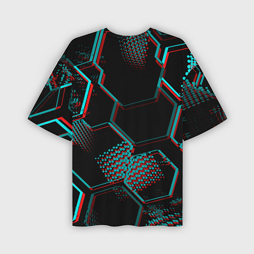 Мужская футболка оверсайз Sporting FC в стиле Glitch на темном фоне / 3D-принт – фото 2