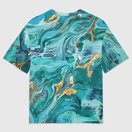 Мужская футболка оверсайз Имитация малахита / 3D-принт – фото 2