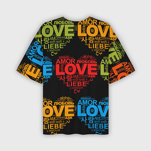 Мужская футболка оверсайз Love, Amor, Любовь - Неон версия / 3D-принт – фото 2
