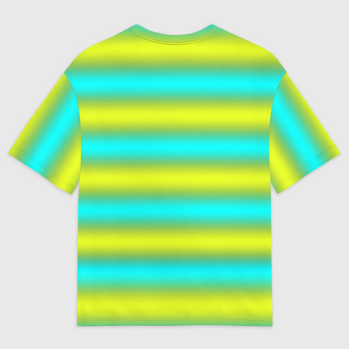 Мужская футболка оверсайз Бирюзово-желтые неоновые полосы / 3D-принт – фото 2