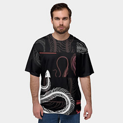 Футболка оверсайз мужская Скелет змеи Snake skeleton, цвет: 3D-принт — фото 2