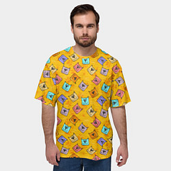 Футболка оверсайз мужская Цветные котики и лапки, цвет: 3D-принт — фото 2