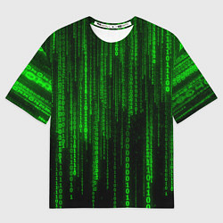 Футболка оверсайз мужская Двоичный код Матрица, цвет: 3D-принт
